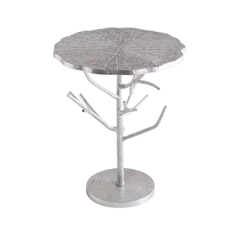 Recycled Metal Branch Side Table - Silver